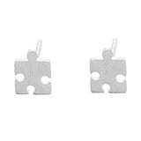 925 Sterling Silver Matte Jigsaw Puzzle Stud Earrings for Women