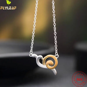 925 Silver Matte Snails Pendant Necklace Women Femme Accessory