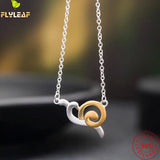 925 Silver Matte Snails Pendant Necklace Women Femme Accessory