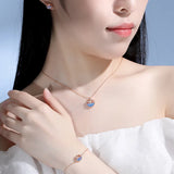 Sterling Silver Mermaid Tail Pendant Necklace Rose Plating Zircon