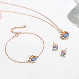 Sterling Silver Mermaid Tail Pendant Necklace Rose Plating Zircon