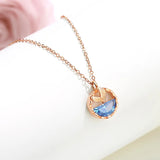 Sterling Silver Mermaid Tail Pendant Necklace Rose Plating Zircon