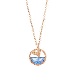 Sterling Silver Mermaid Tail Pendant Necklace Rose Plating Zircon