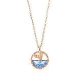 Sterling Silver Mermaid Tail Pendant Necklace Rose Plating Zircon