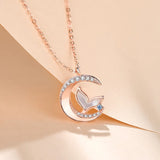 925 Sterling Silver Moon Fish Tail Pendant Necklace Women