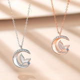 925 Sterling Silver Moon Fish Tail Pendant Necklace Women