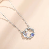 925 Silver Moonstone Butterfly Pendant Necklace Rose Plating