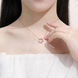 925 Silver Moonstone Butterfly Pendant Necklace Rose Plating