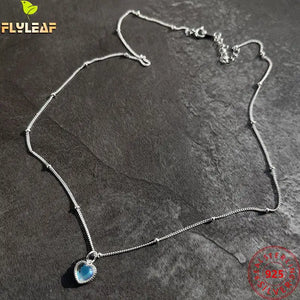 925 Silver Moonstone Heart Pendant Necklace for Women