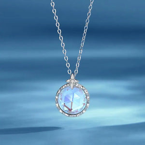 Moonstone Star Rays Pendant Necklace Sterling Silver Rose Plating