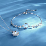 Moonstone Star Rays Pendant Necklace Sterling Silver Rose Plating