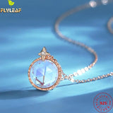 Moonstone Star Rays Pendant Necklace Sterling Silver Rose Plating