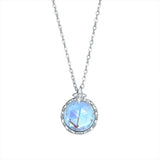 Moonstone Star Rays Pendant Necklace Sterling Silver Rose Plating