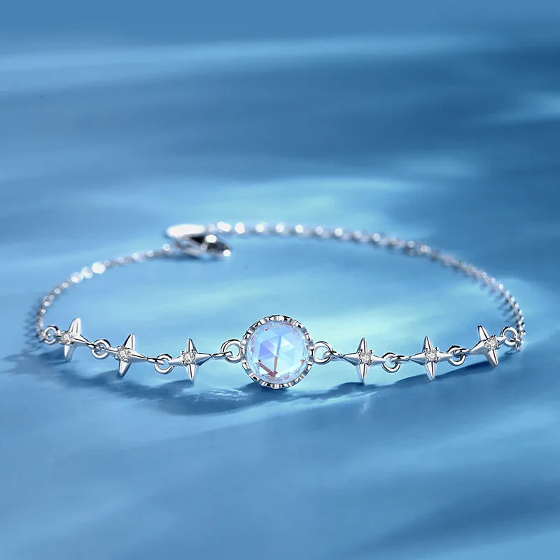 925 Silver Moonstone Starlight Bracelet - Women's Jewelry