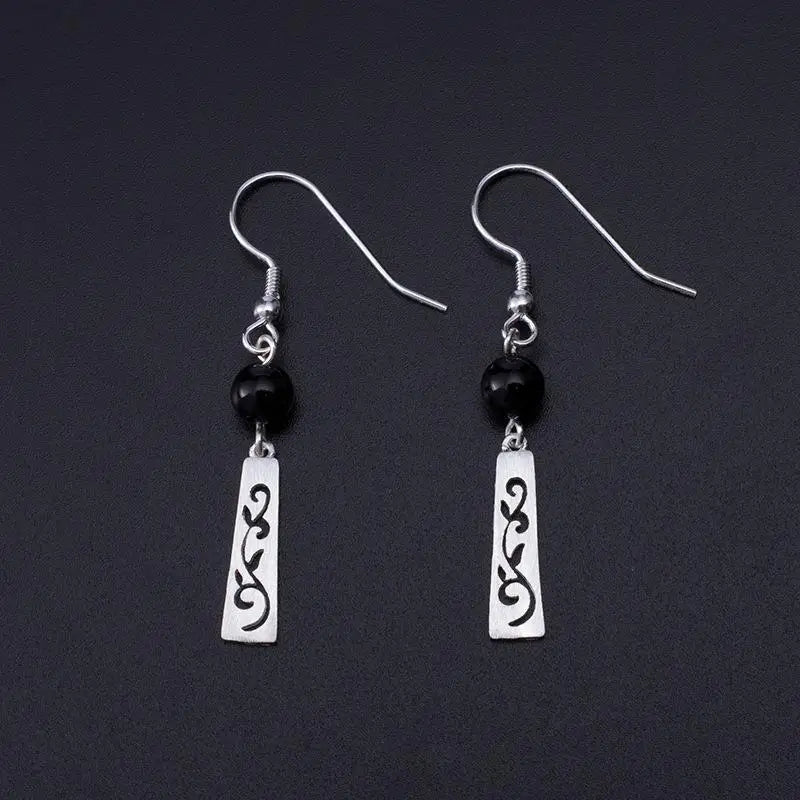 925 Sterling Silver Natural Agate Vine Drop Earrings Women Jewelry