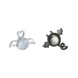 925 Silver Crystal Angel Devil Stud Earrings for Women