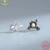 925 Silver Crystal Angel Devil Stud Earrings for Women