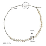 Real 925 Sterling Silver Freshwater Pearl Choker Necklace Platinum Plating
