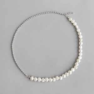 Real 925 Sterling Silver Freshwater Pearl Choker Necklace Platinum Plating