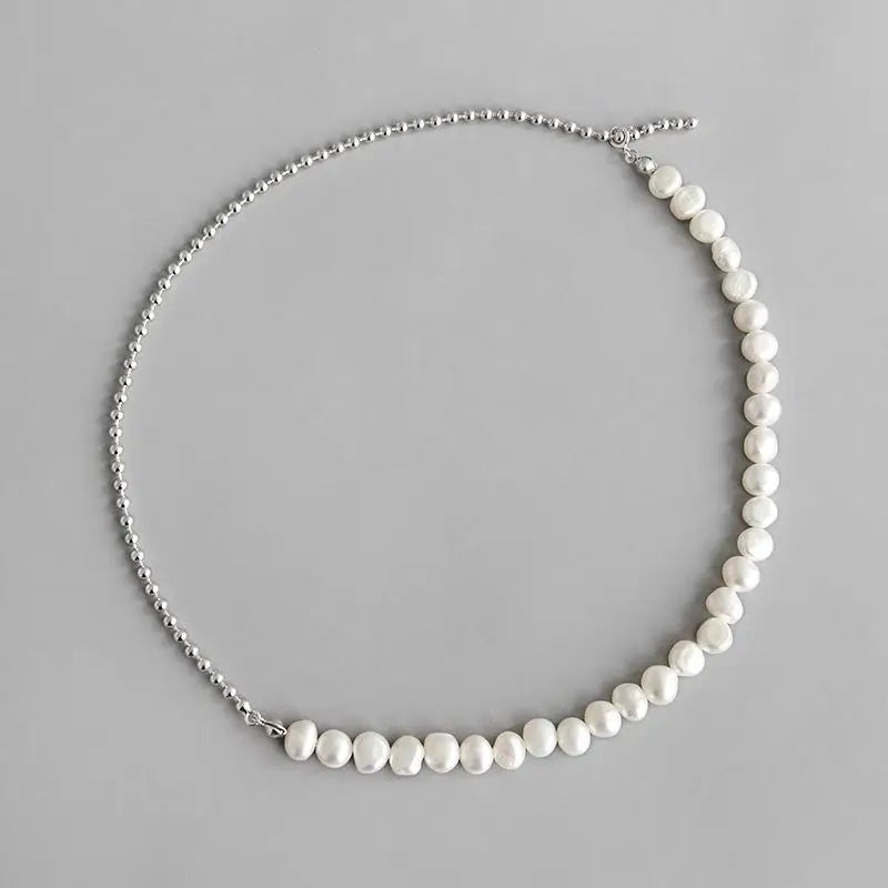 Real 925 Sterling Silver Freshwater Pearl Choker Necklace Platinum Plating