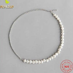 Real 925 Sterling Silver Freshwater Pearl Choker Necklace Platinum Plating