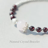 925 Sterling Silver Rose Quartz & Red Garnet Bead Bracelet