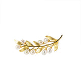 925 Sterling Silver Olive Branch Pearl Brooch for Women