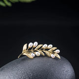 925 Sterling Silver Olive Branch Pearl Brooch for Women