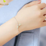 Opal Leaves Charm Bracelet 925 Sterling Silver Jewelry for Women
