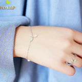 Opal Leaves Charm Bracelet 925 Sterling Silver Jewelry for Women