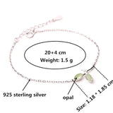 Opal Leaves Charm Bracelet 925 Sterling Silver Jewelry for Women
