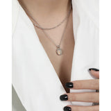 925 Silver Oval Agate Pendant Necklace Platinum Plating