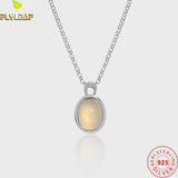 925 Silver Oval Agate Pendant Necklace Platinum Plating