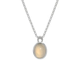 925 Silver Oval Agate Pendant Necklace Platinum Plating