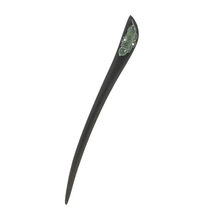 Sterling Silver Pansies Flower Jade Hair Stick Vintage Style Women Hanfu Hairpin