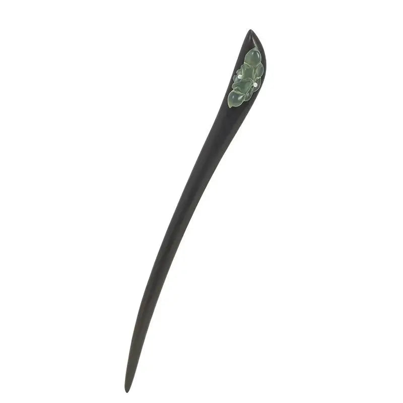 Sterling Silver Pansies Flower Jade Hair Stick Vintage Style Women Hanfu Hairpin