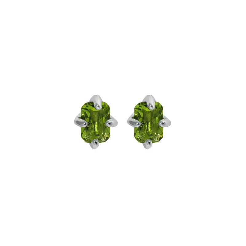 925 Silver Pink Green Zircon Stud Earrings Platinum Plated Femme Accessories