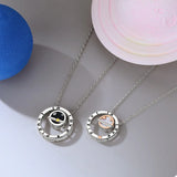 925 Silver Planet Love Couple Necklace Platinum Plating