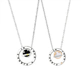 925 Silver Planet Love Couple Necklace Platinum Plating