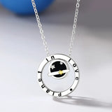 925 Silver Planet Love Couple Necklace Platinum Plating