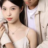 925 Silver Planet Love Couple Necklace Platinum Plating