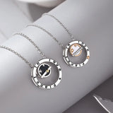 925 Silver Planet Love Couple Necklace Platinum Plating