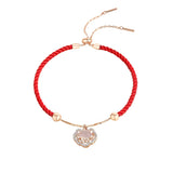 925 Silver Red Rope Chalcedony Lucky Lock Bracelet Rose Plated Chinese Style