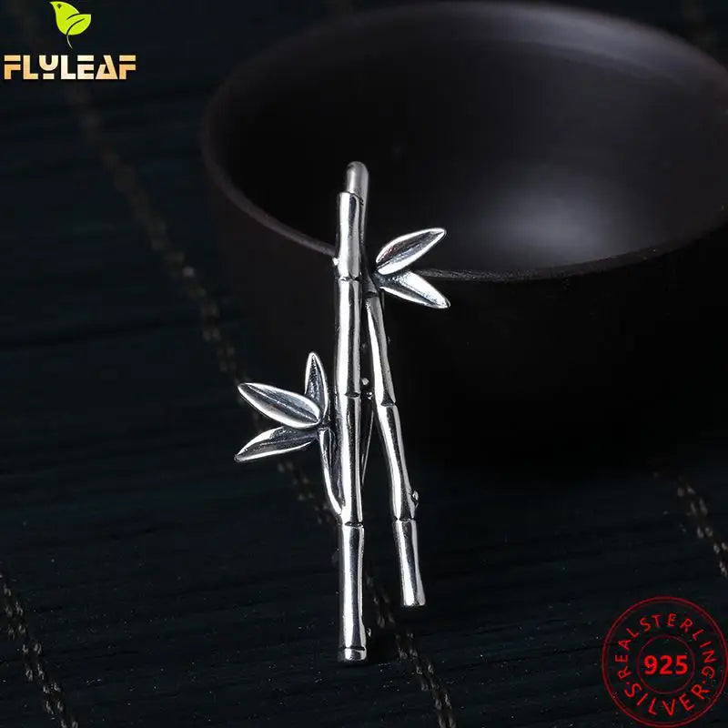 925 Silver Bamboo Brooch Vintage Suit Dress Accessory