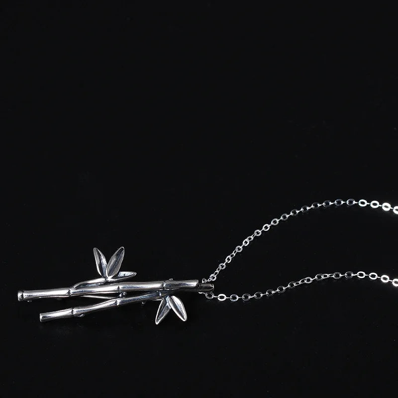 925 Silver Bamboo Brooch Vintage Suit Dress Accessory