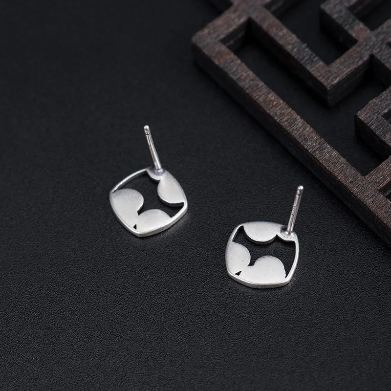 925 Silver Retro Cloud Pattern Stud Earrings for Women