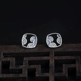 925 Silver Retro Cloud Pattern Stud Earrings for Women
