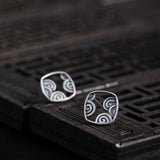 925 Silver Retro Cloud Pattern Stud Earrings for Women