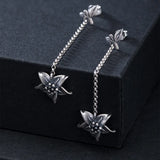 925 Silver Retro Flower Drop Earrings Women Original Vintage Accessories