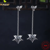 925 Silver Retro Flower Drop Earrings Women Original Vintage Accessories